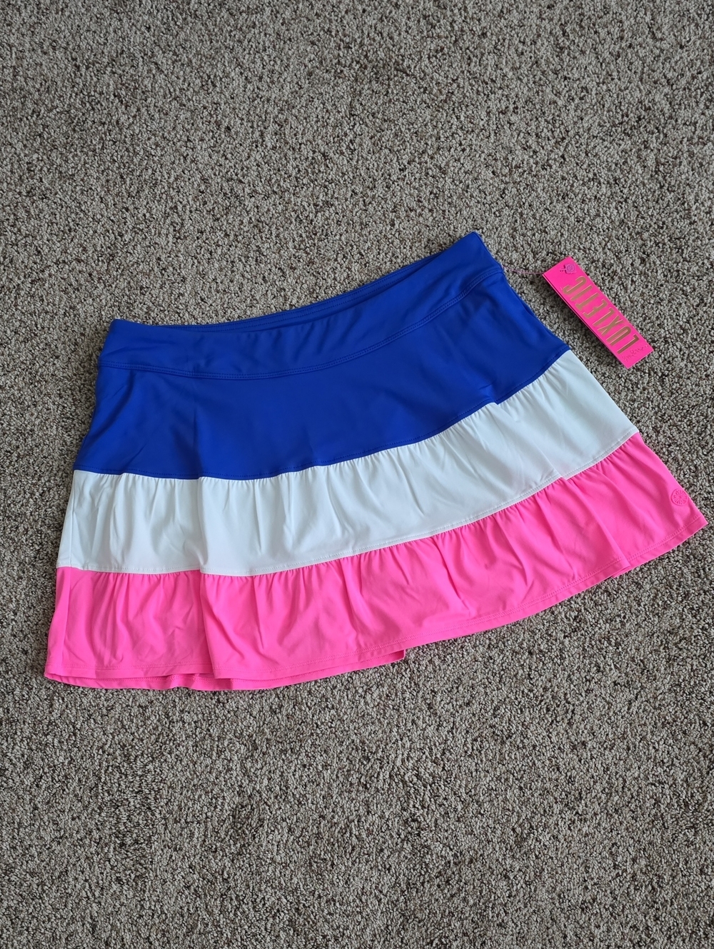 NEW Lilly Pulitzer Luxletic Sz SMALL Tri-Color Skirt - Blue, White & Pink
